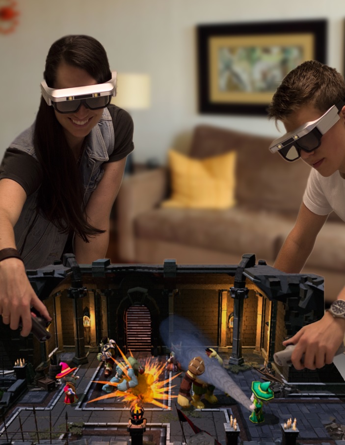 CastAR demo, visualized to show what you see with the augmented reality glasses.