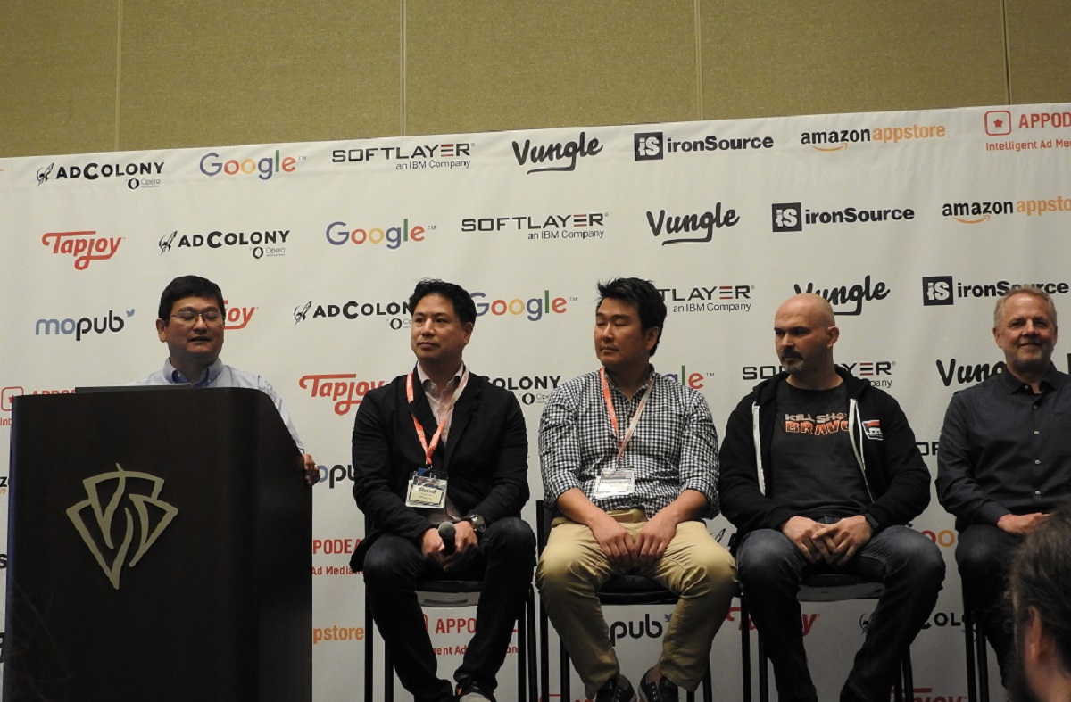 Panel from left to right: Dean Takahashi, lead writer for GamesBeat at VentureBeat; Sean Lee, Chief Strategy Officer, Wargaming; Vlad Ceraldi, Director of Development, Hothead Games; Chris Early, VP of Digital Publishing, Ubisoft; Chris Olson, Former COO, SEGA Networks.