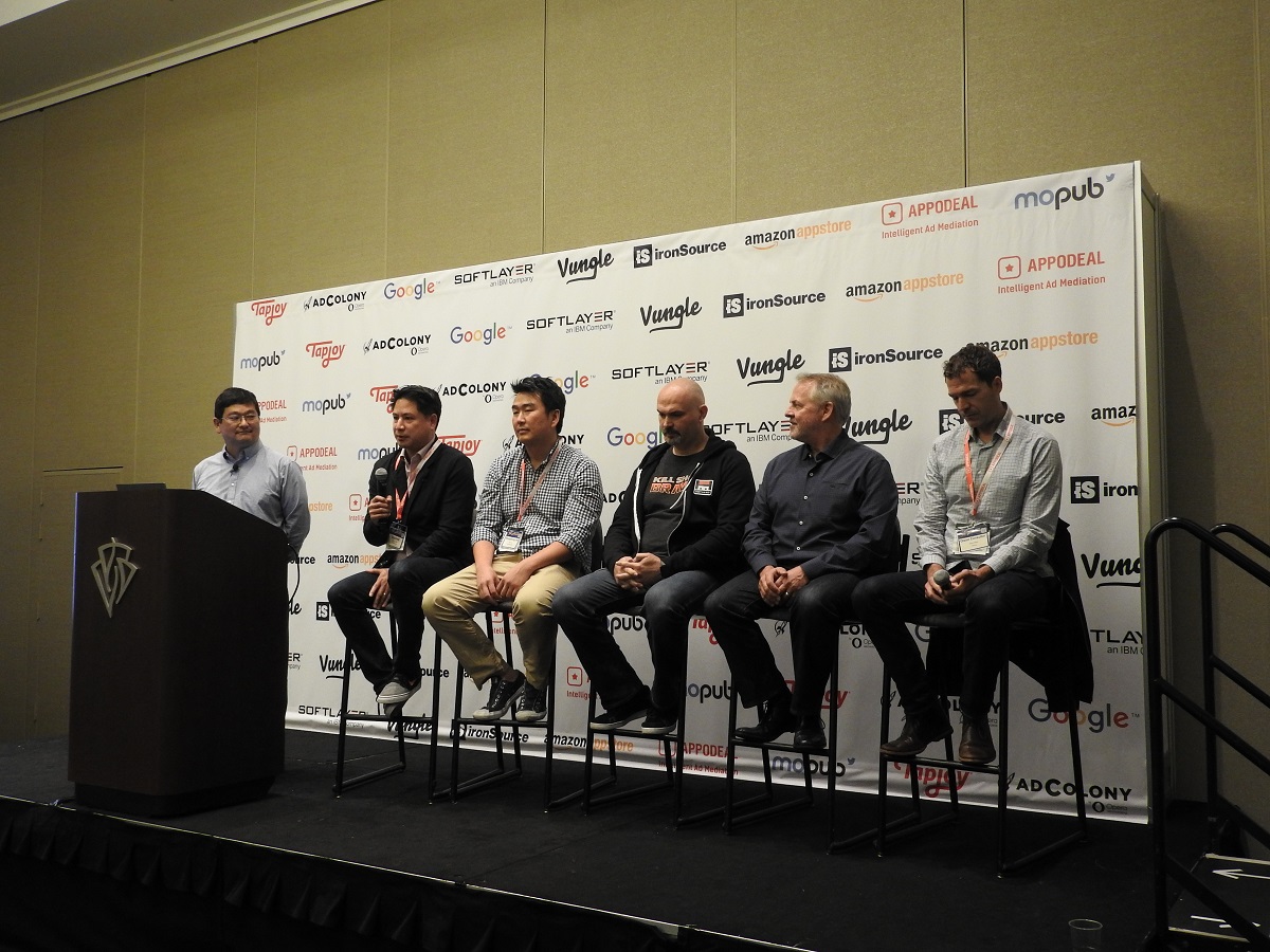 Panel from left to right: Dean Takahashi, lead writer for GamesBeat at VentureBeat; Sean Lee, Chief Strategy Officer, Wargaming; Vlad Ceraldi, Director of Development, Hothead Games; Chris Early, VP of Digital Publishing, Ubisoft; Chris Olson, Former COO, SEGA Networks.
