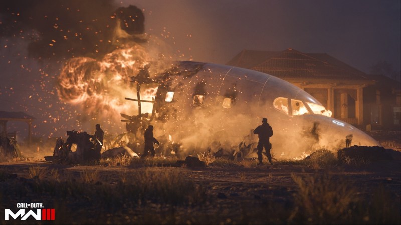 A civilian airliner crash site in Call of Duty: Modern Warfare III.
