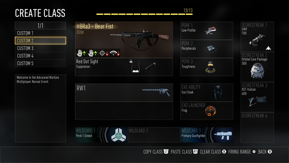 Call of Duty: Advanced Warfare features the Pick 13 system.