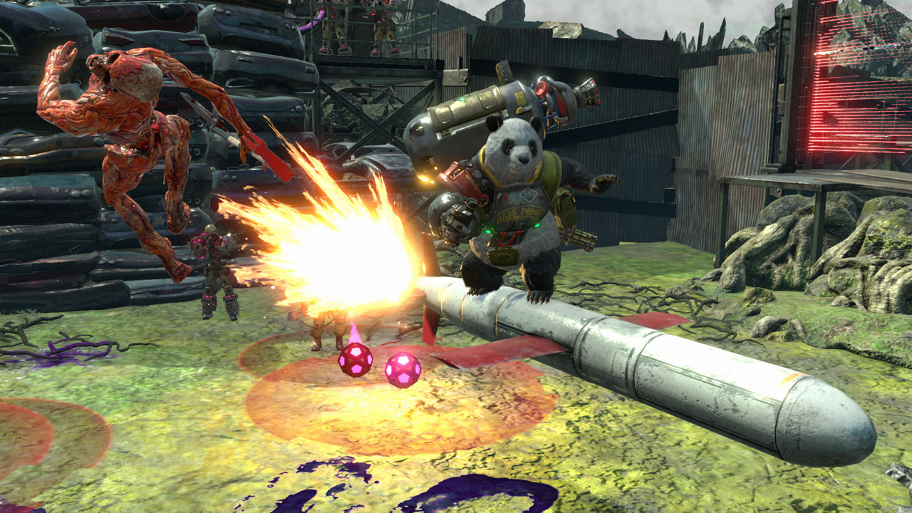 Yes, that panda is riding a missile.