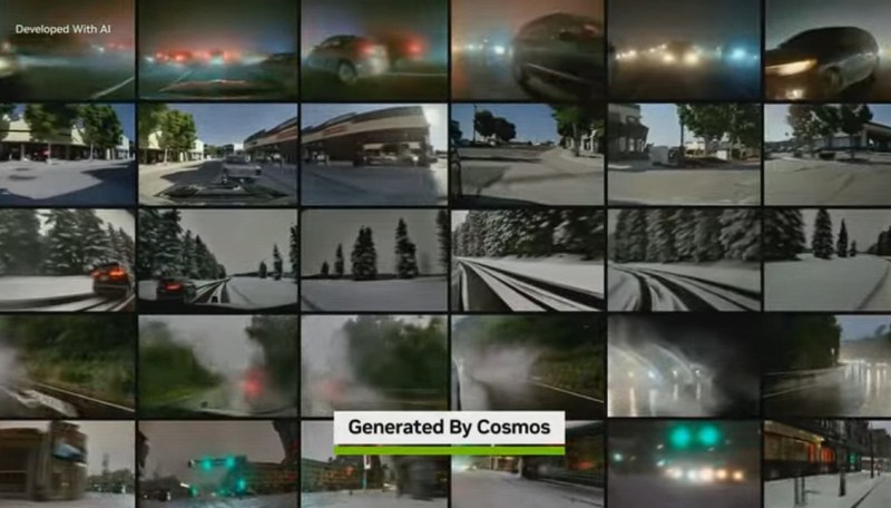 Cosmos generates synthetic driving data.