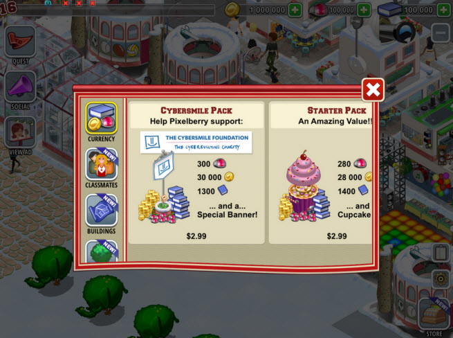 You can help stop cyberbullying by buying virtual items in High School Story. Proceeds will be donated to Cybersmile.