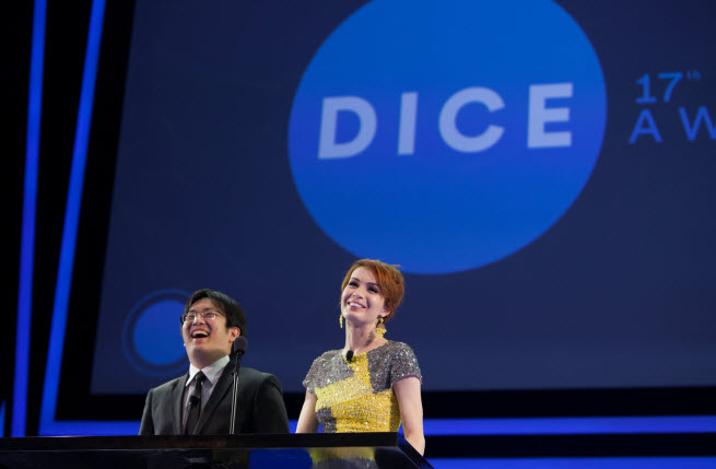 Felicia Day and Freddie Wong laughing Felicia Day and Freddie Wong laughing