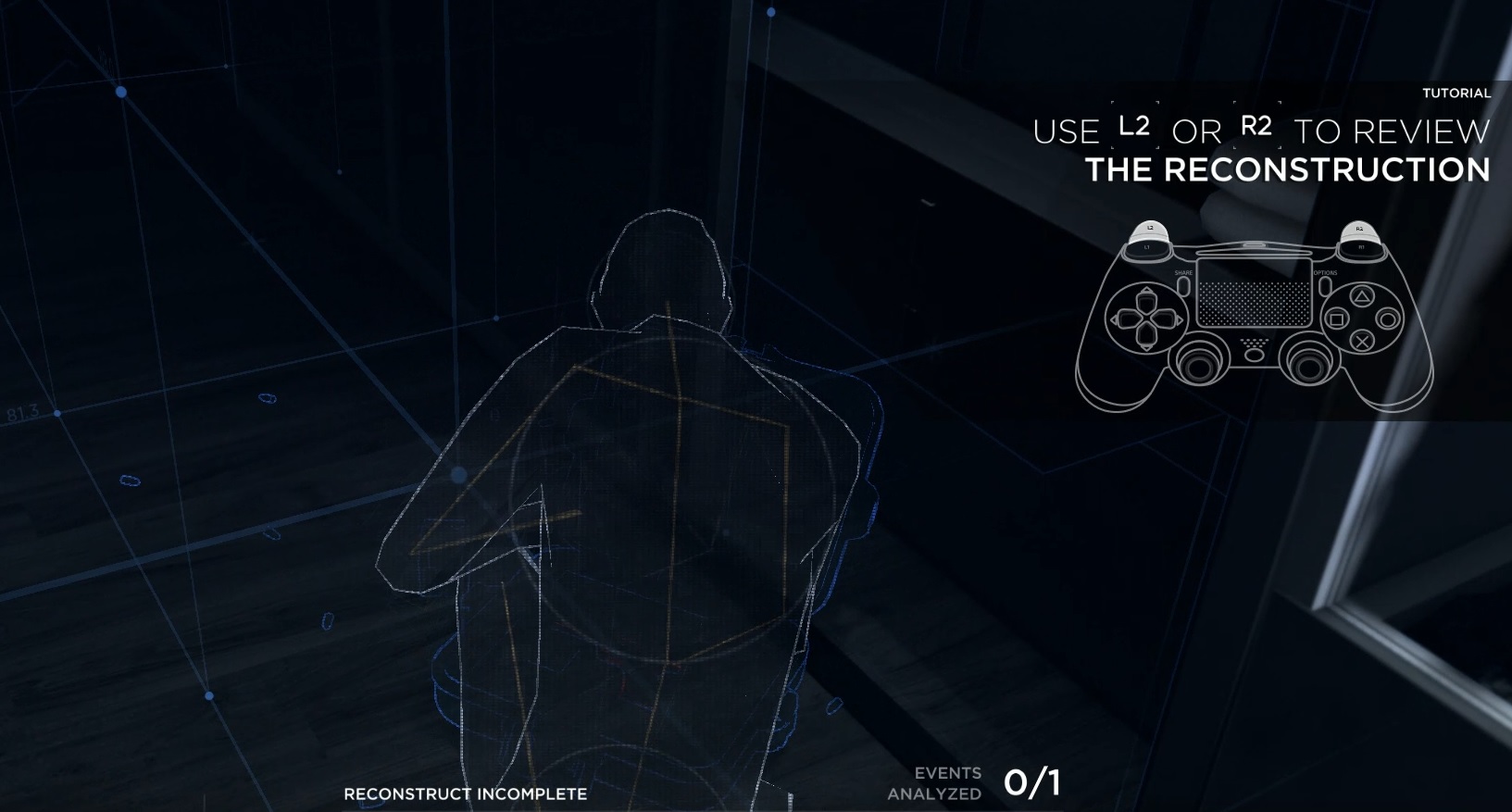 Connor can visualize what happened at a crime scene in Detroit: Become Human.