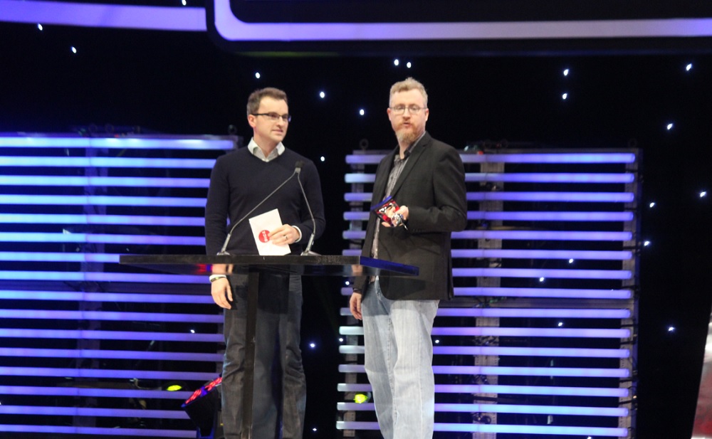 BioWare's leaders accept Game of the Year at the 2015 Dice Awards.