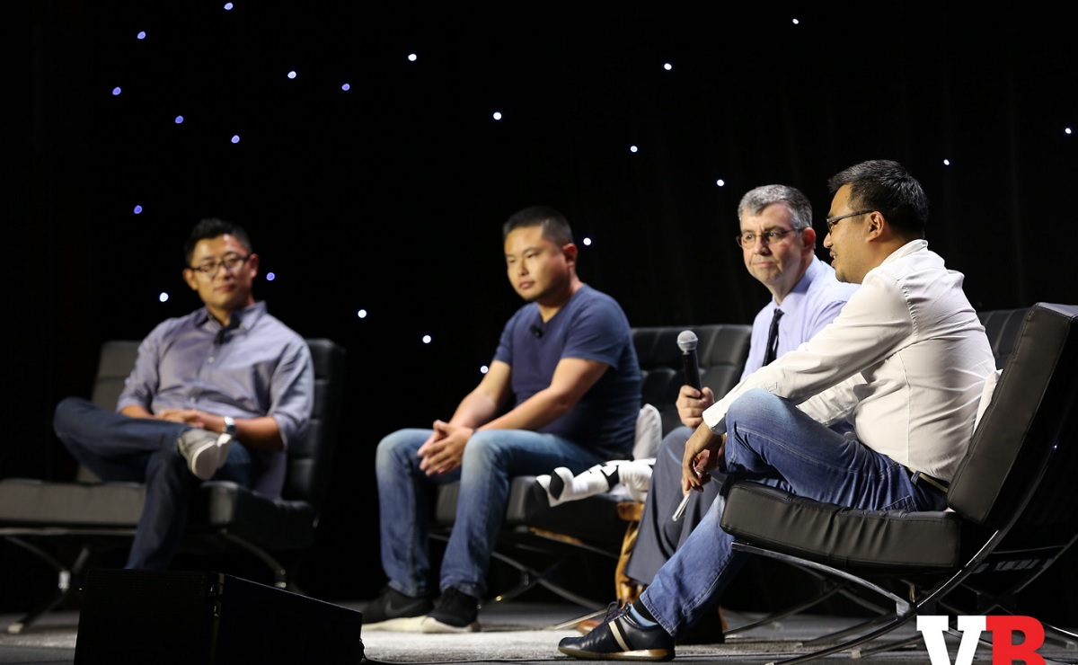 Panelists (left to right) James Zhang of Concept Art House, Roy Liu of Linekong USA, Jason Wilson of GamesBeat, and Daniel Cho of Innospark.