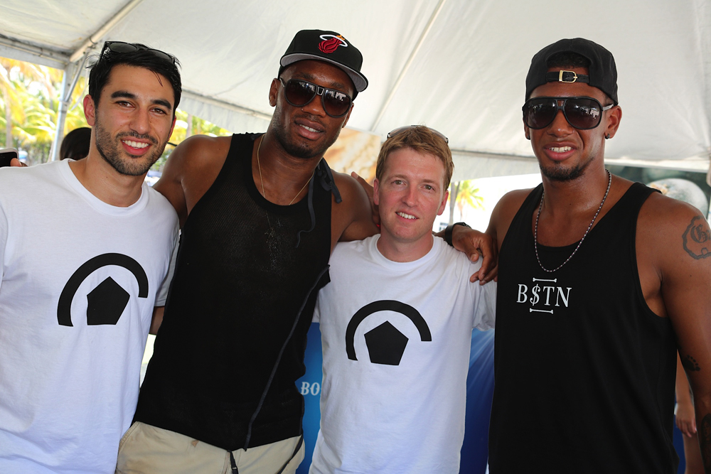 From left to right: Danny Karbassiyoon, Chelsea striker Didier Drogba, Adam Davis, and Fury90 baller Jerome Boateng.