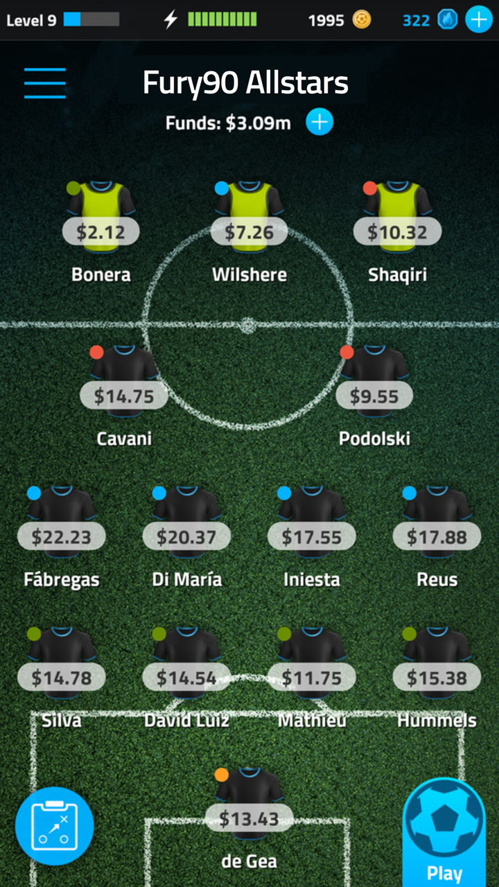 Players build squads of real-life footballers in Fury 90.