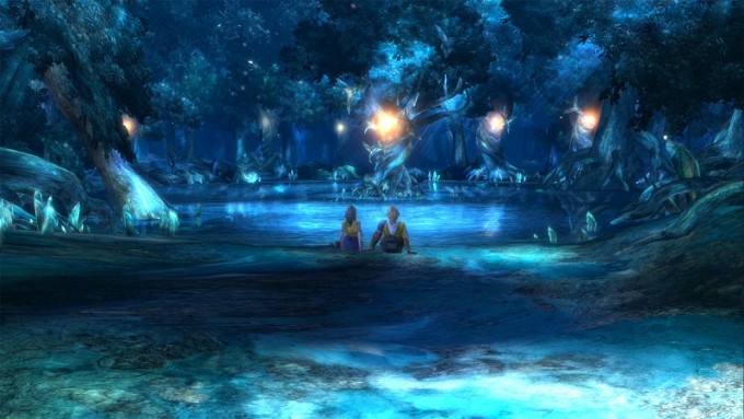 The pool Tidus and Yuna share a private moment.
