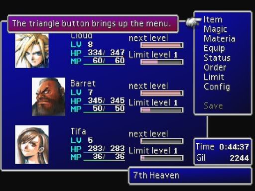Final Fantasy 7 Menu