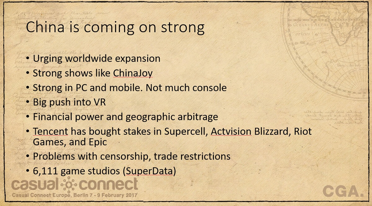China's regional strength in games.