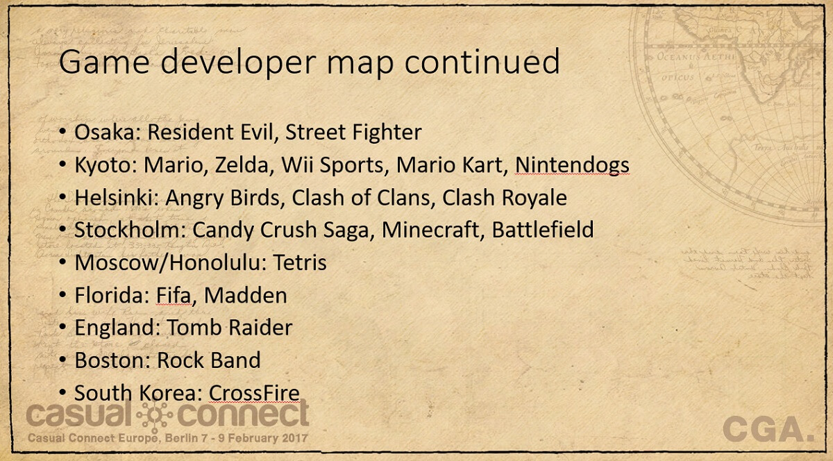 Top game franchises by region, part 2.