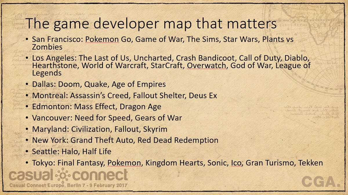 Top game franchises by region.