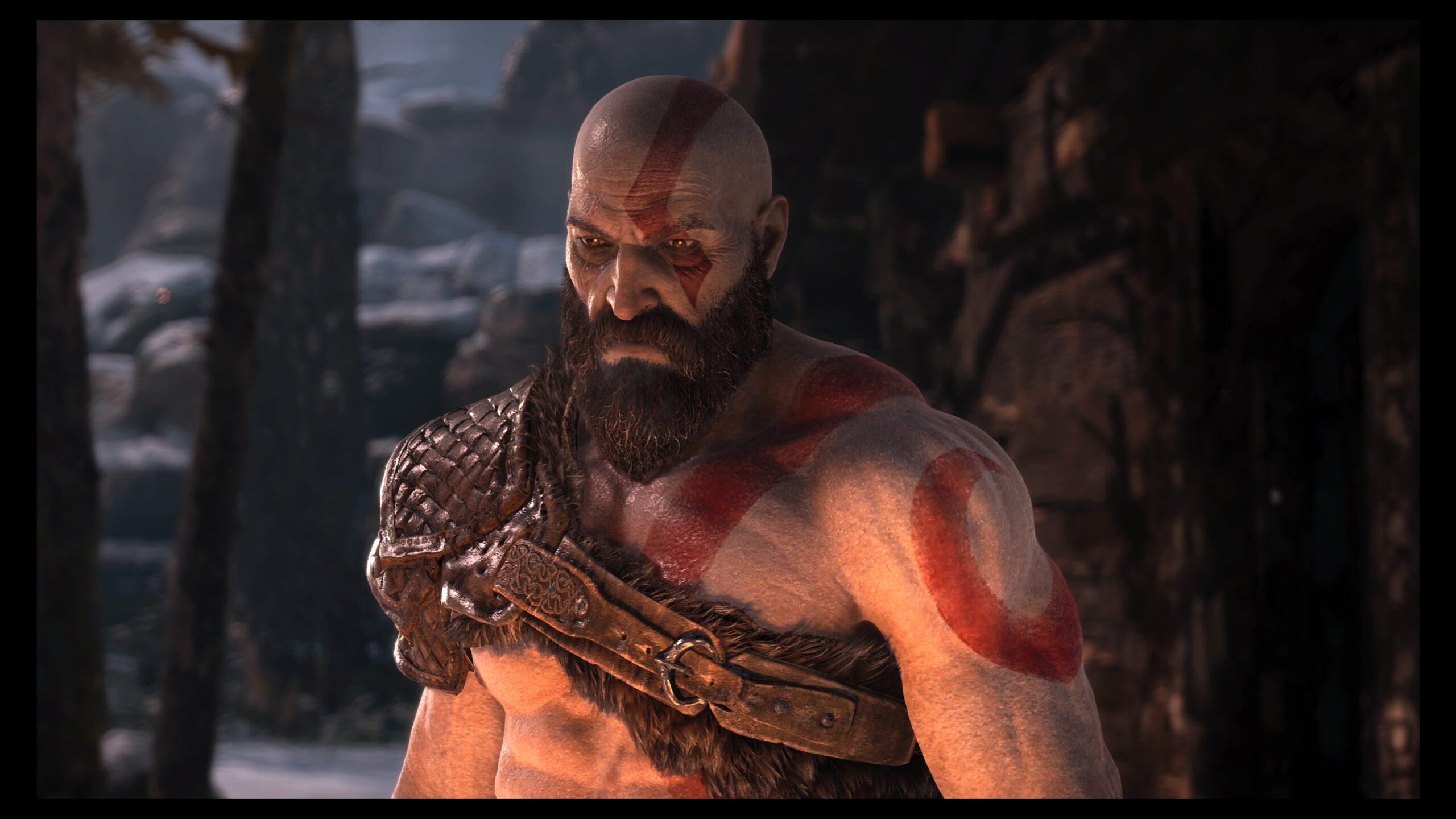 Kratos character model is filled with detail.