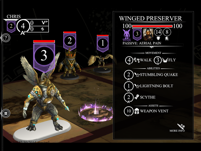 A Winged Preserver is about to receive a command inside the Golem Arcana App.