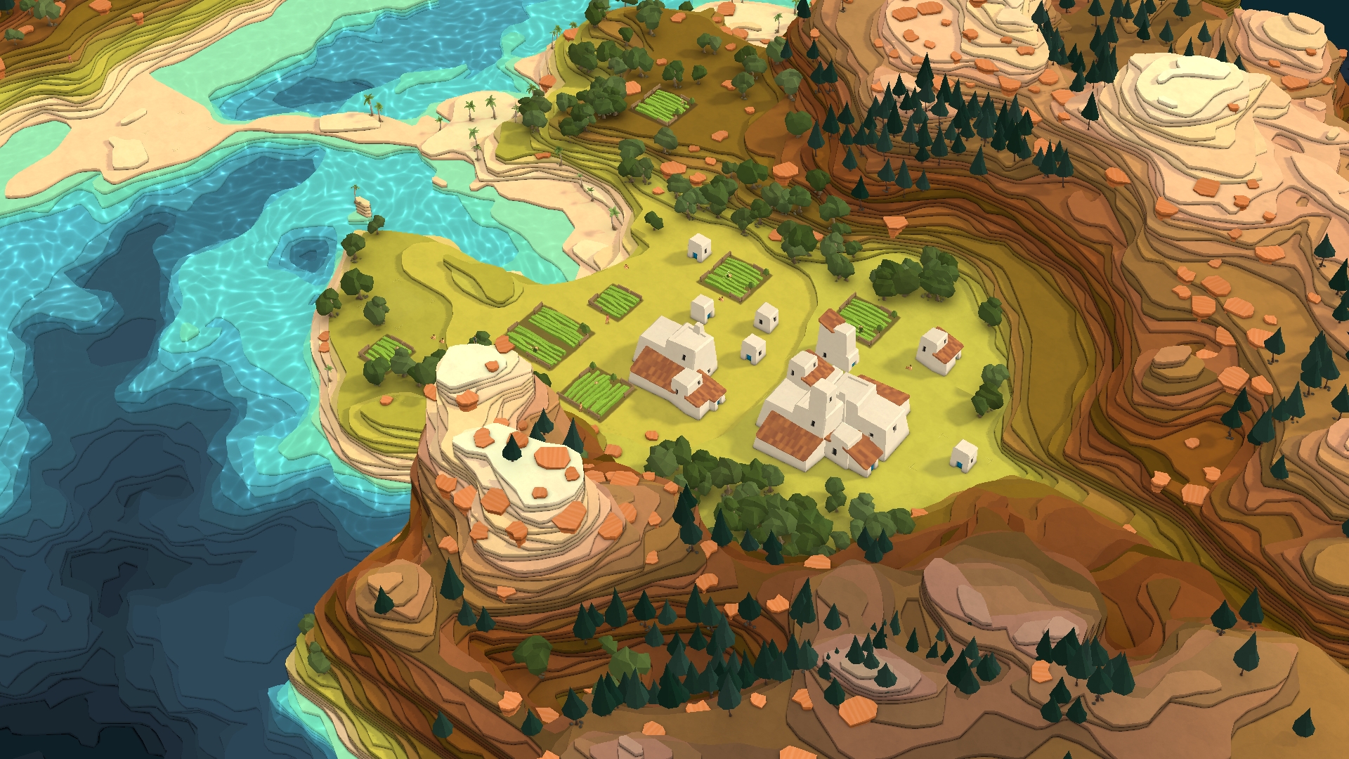 God's beachfront property in Godus.