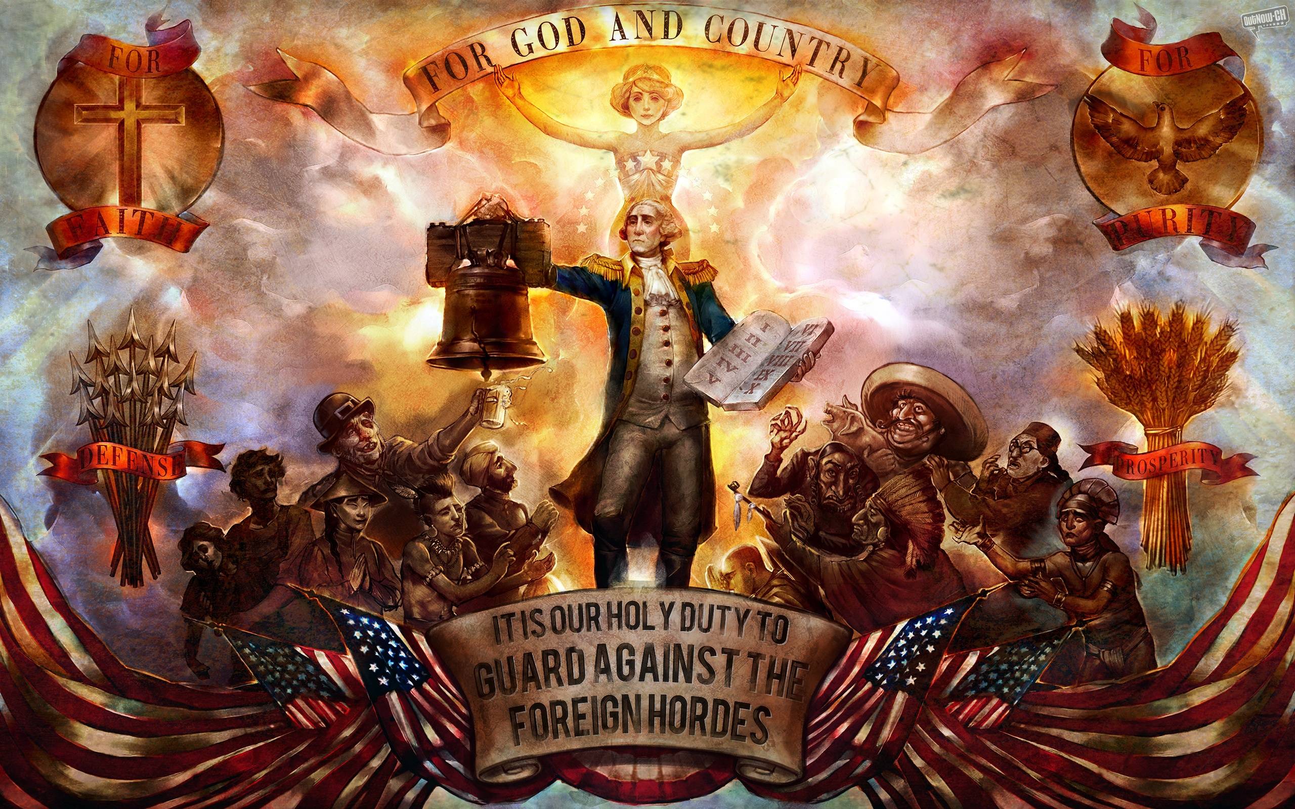 A visual depiction of BioShock Infinite's immigration policy.