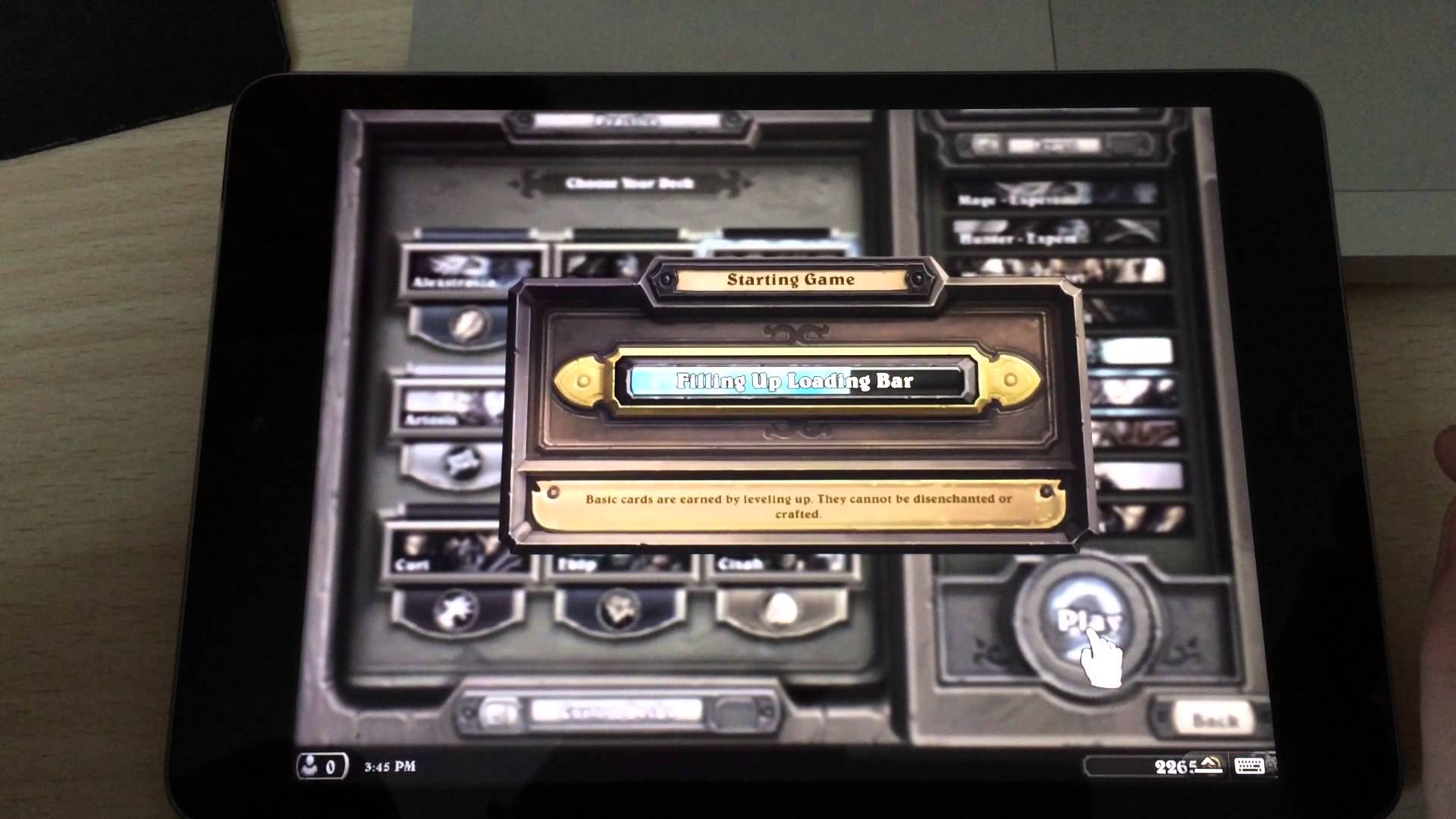 Hearthstone running on an iPad Mini.