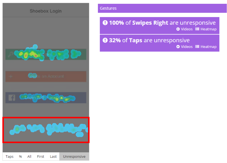 Mobile app heatmap