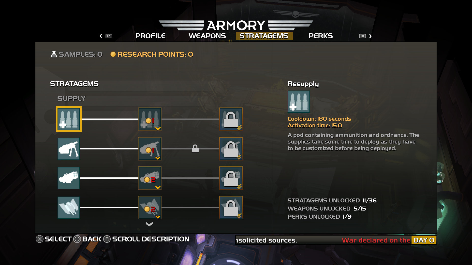 The stratagems menu provides upgrade opportunities for your airdrops.