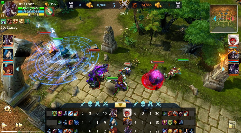 Spectator mode in Heroes of Order & Chaos.