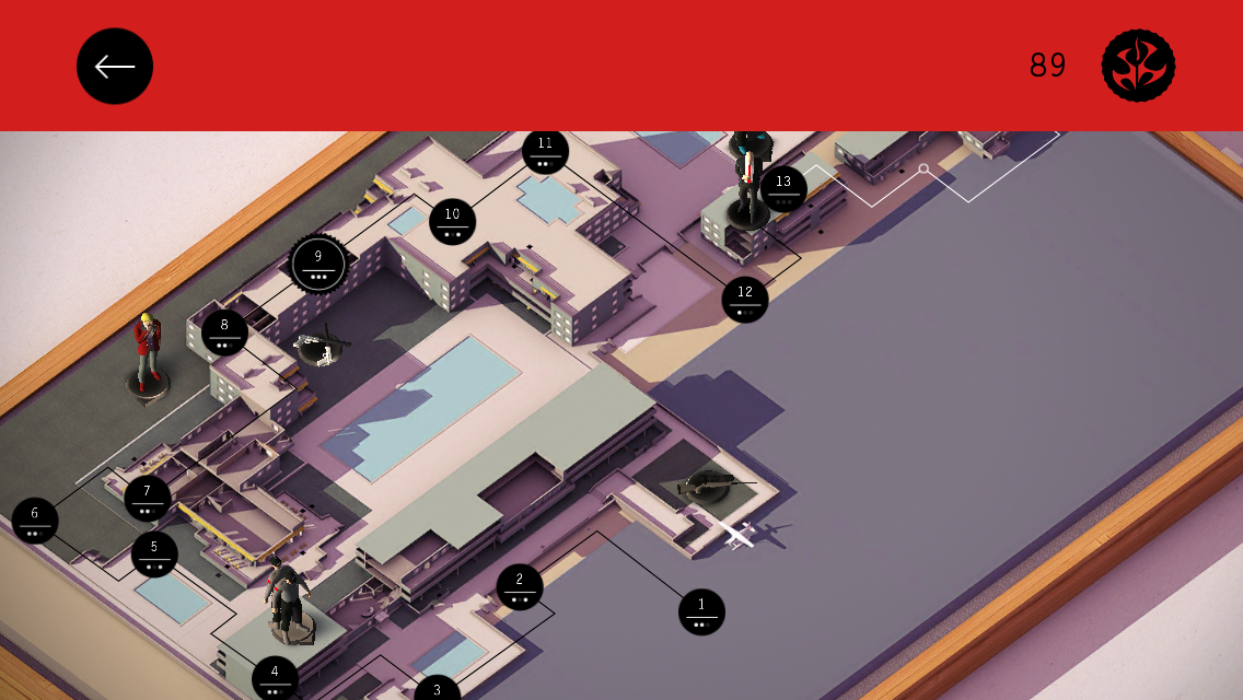 You choose levels from a screen like this, and then the camera zooms in.