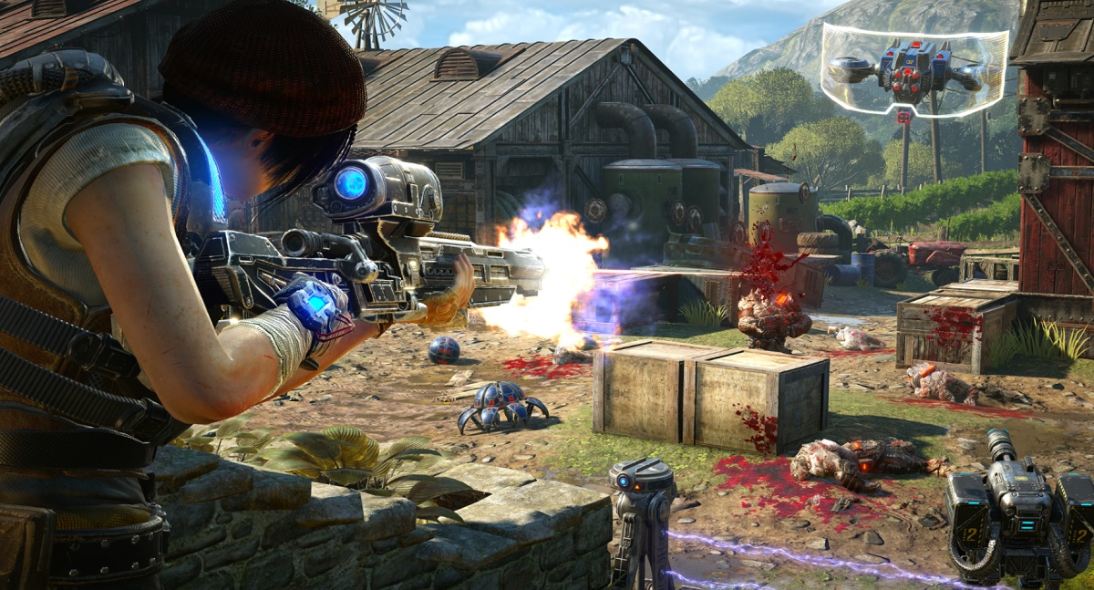 The snipe takes down the big targets in Gears of War 4's Horde 3.0 co-op mode.