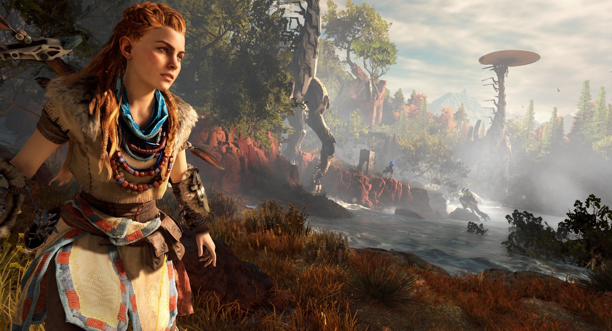 Aloy lives in a beautiful open world in Horizon: Zero Dawn.