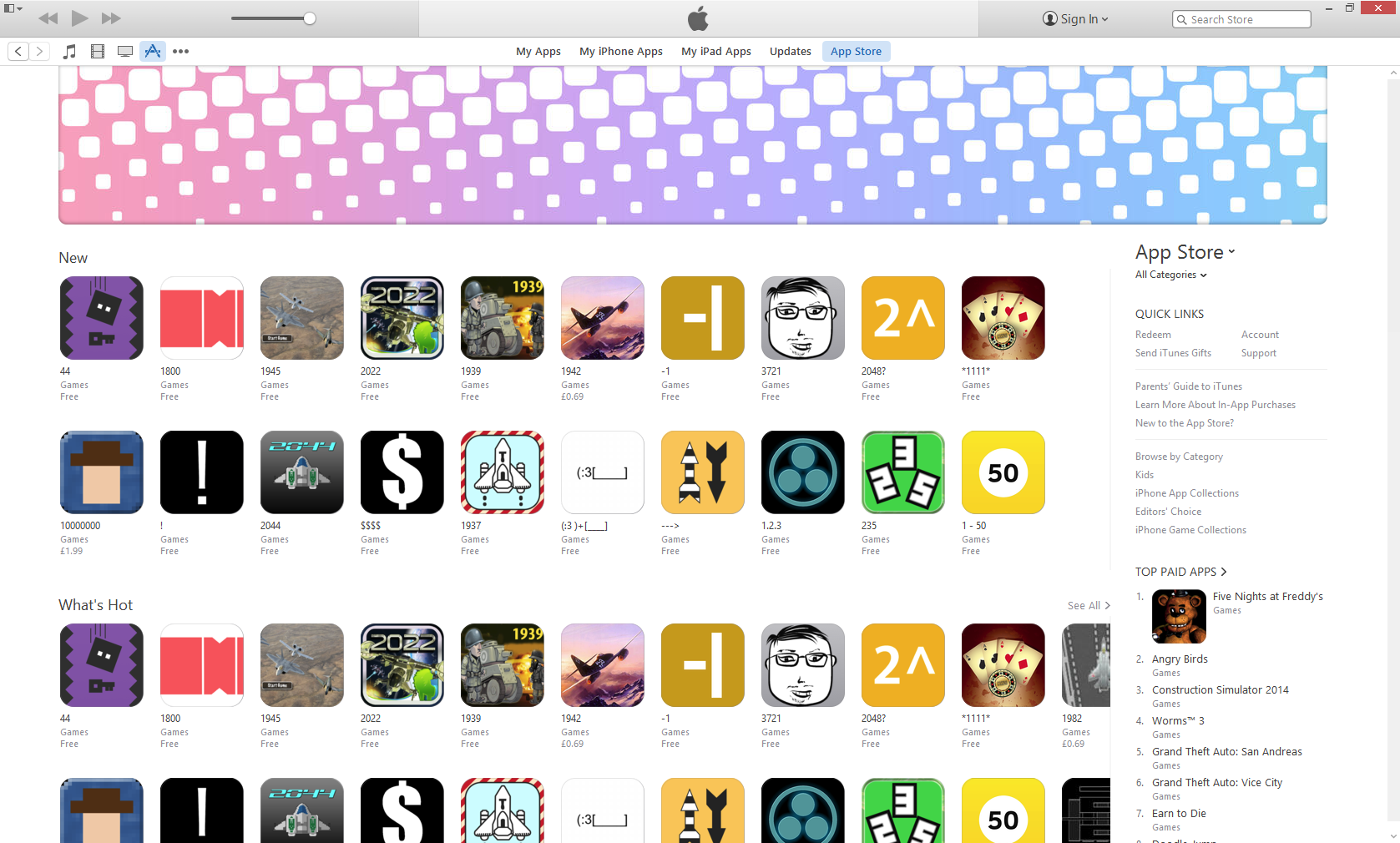 Here's the action subcategory of the U.K. App Store right now.