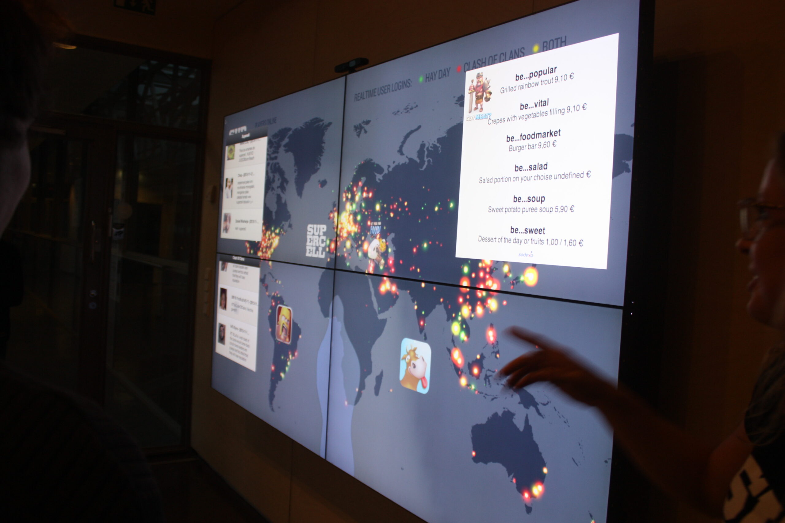 Supercell's entrance has a display that shows player activity around the world.