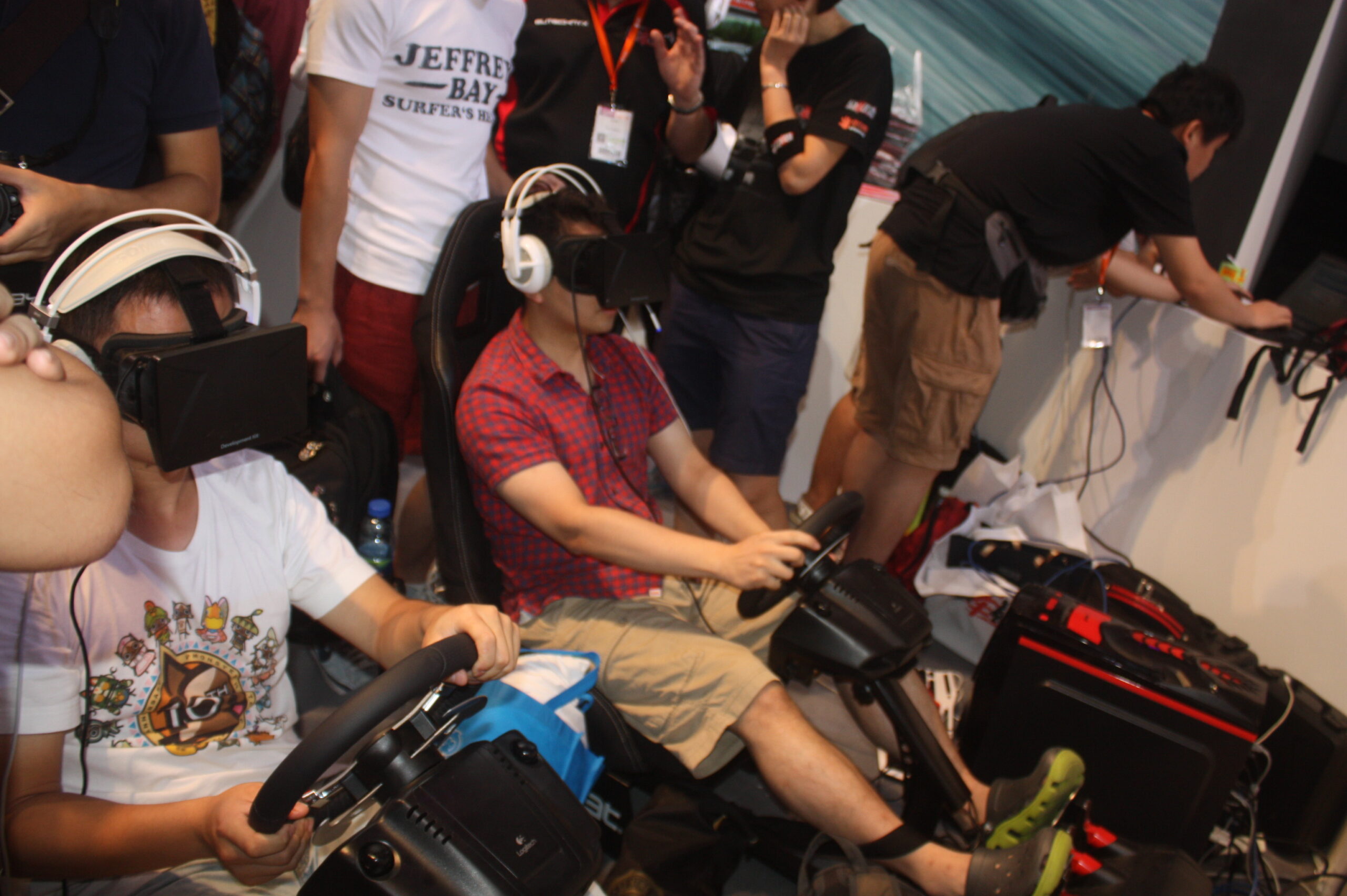 Eutechnyx showed off Oculus VR virtual reality racing simulation for its Auto Club Revolution 2 at ChinaJoy.