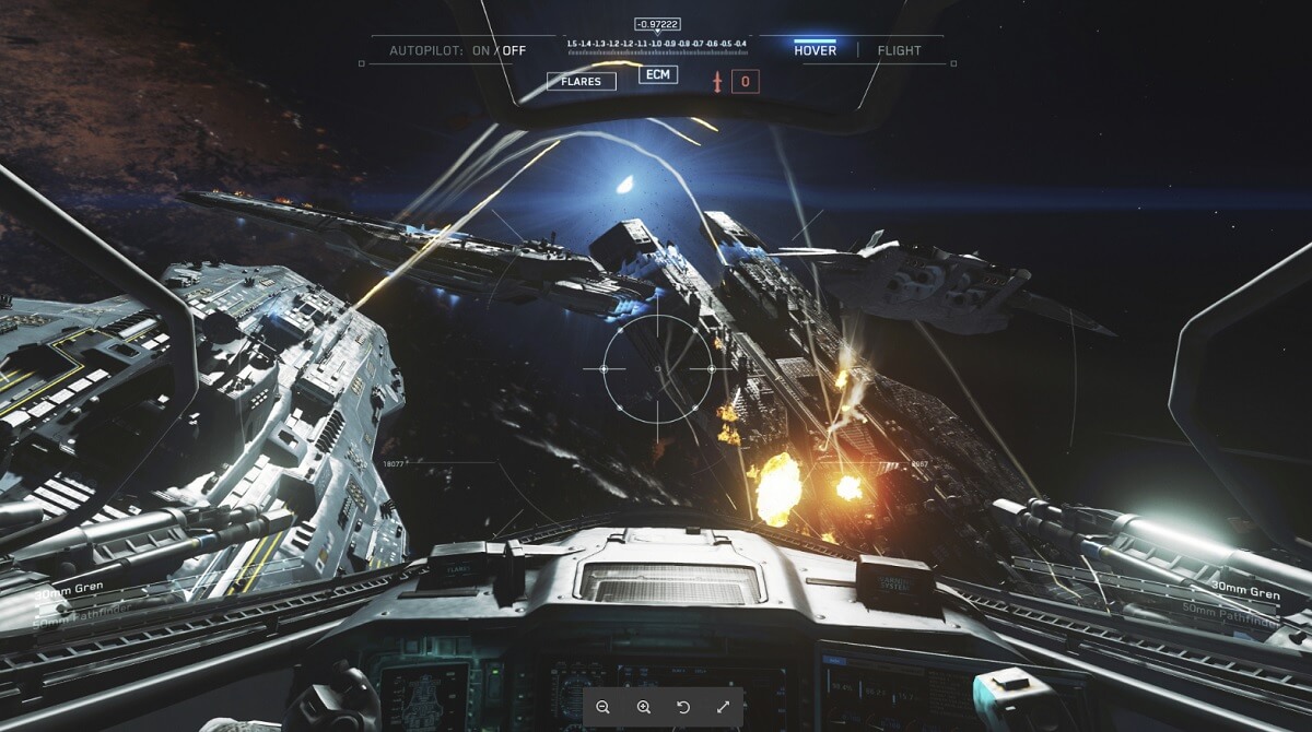 Flying the space fighter Jackal in Call of Duty: Infinite Warfare.