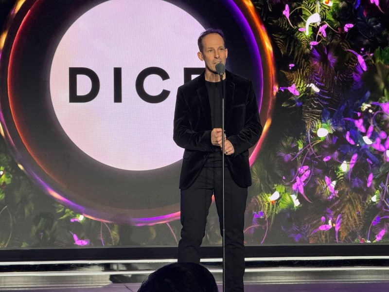 Ryan Schneider of Insomniac Games praised Ted Price, who won the AIAS Hall of Fame award.