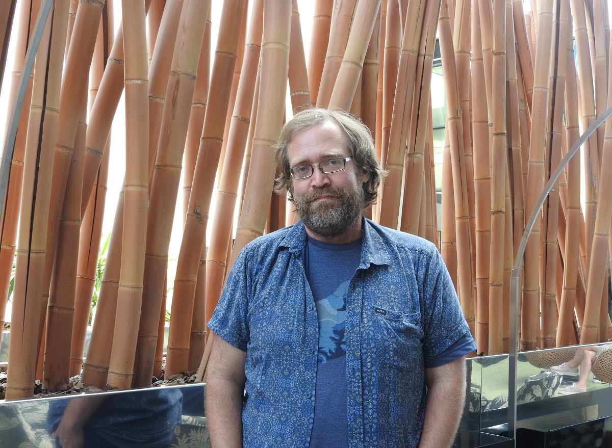 Jason Roberts, creator of Gorogoa, at Gamelab 2018.