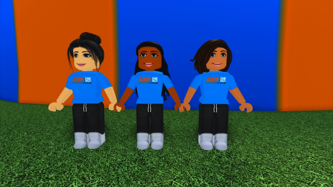 Cheerleaders inside the JDRF One World experience in Roblox.