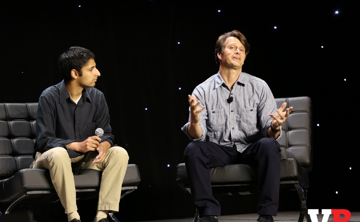 Paresh Dave of the LA Times and John Hanke of Niantic Labs at GamesBeat 2016.