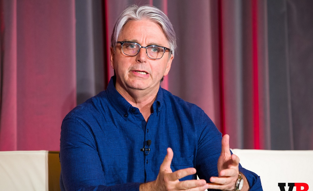 John Riccitiello, CEO of Unity, speaking at the GamesBeat Summit.