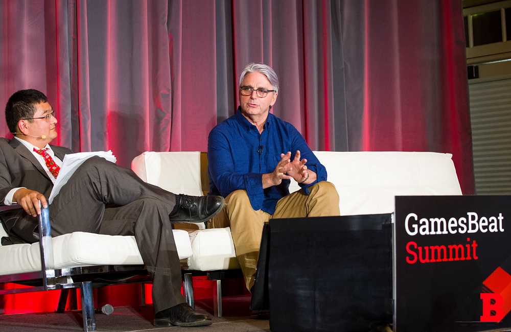 John Riccitiello, CEO of Unity, speaking at the GamesBeat Summit.