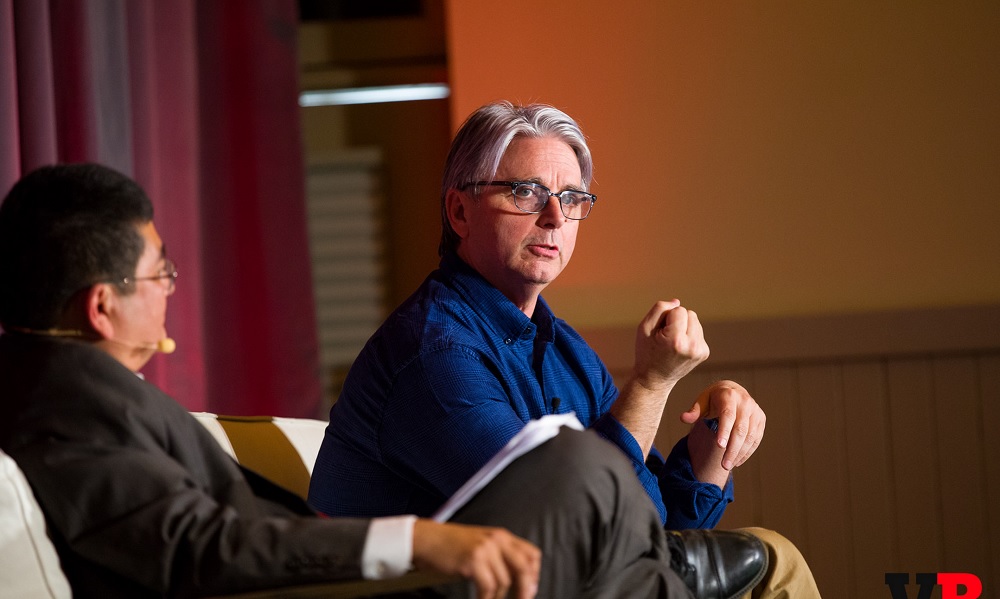 John Riccitiello, CEO of Unity, speaking at the GamesBeat Summit.