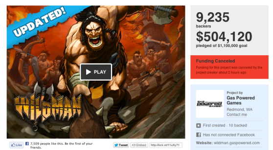 Kickstarter wildman cancelation
