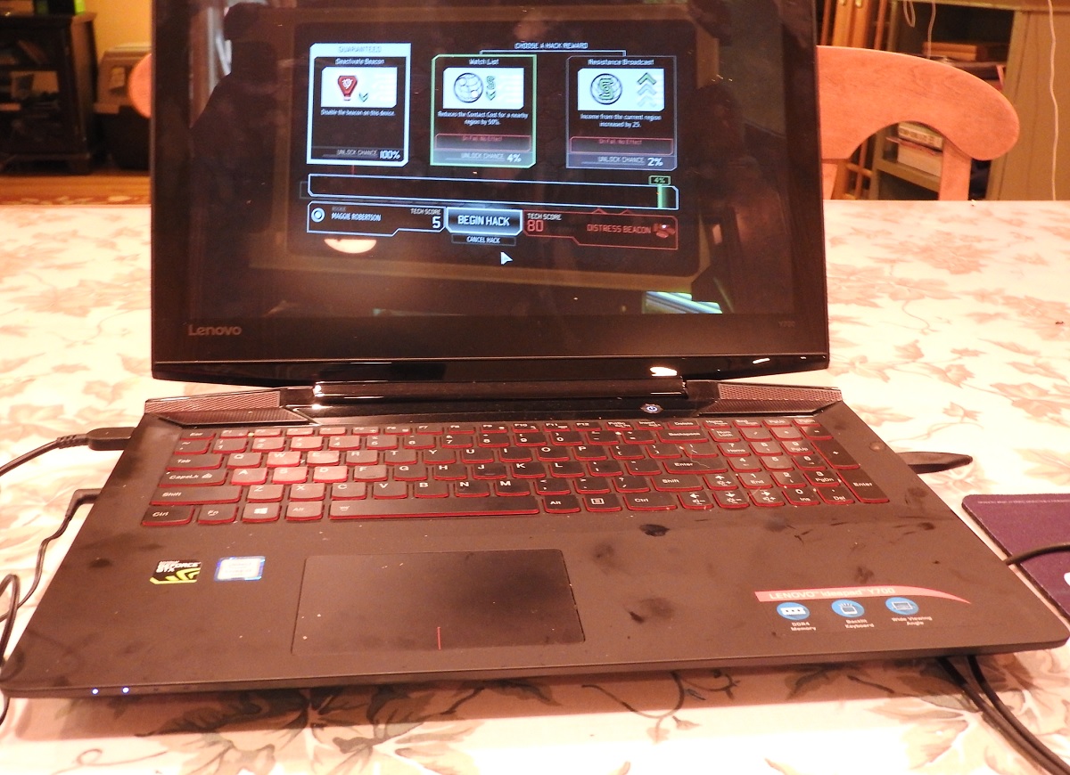 Er, greasy fingerprints show up on the Lenovo Ideapad Y700.