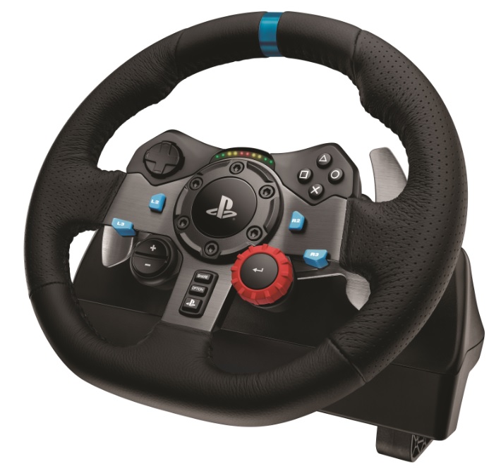 Logitech G29 force feedback racing wheel.