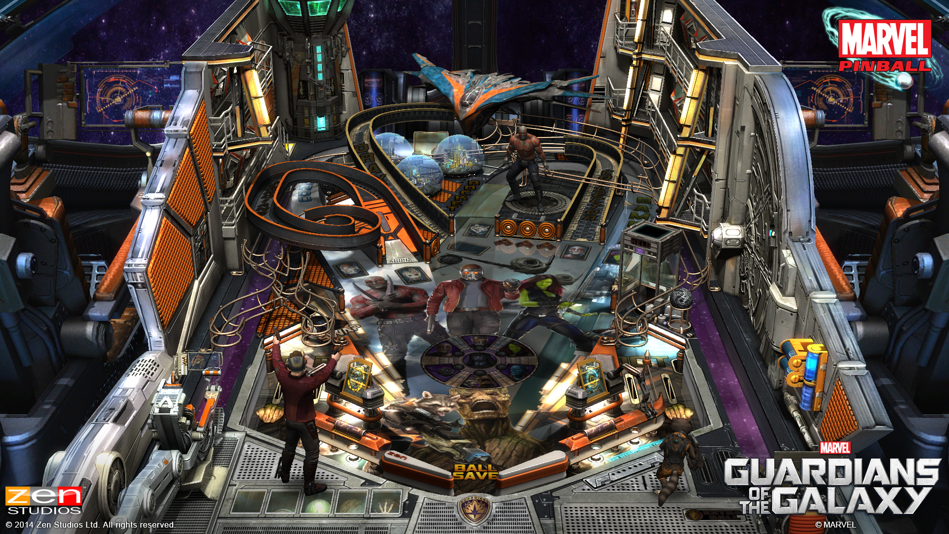 The Guardians of the Galaxy pinball table.