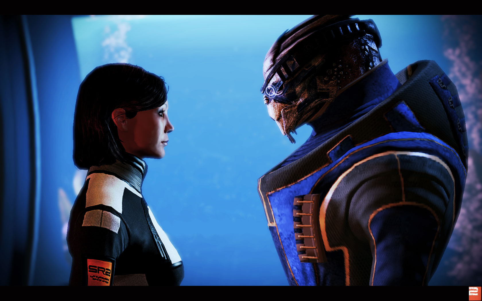 Femshep romancing Garrus in Mass Effect 2