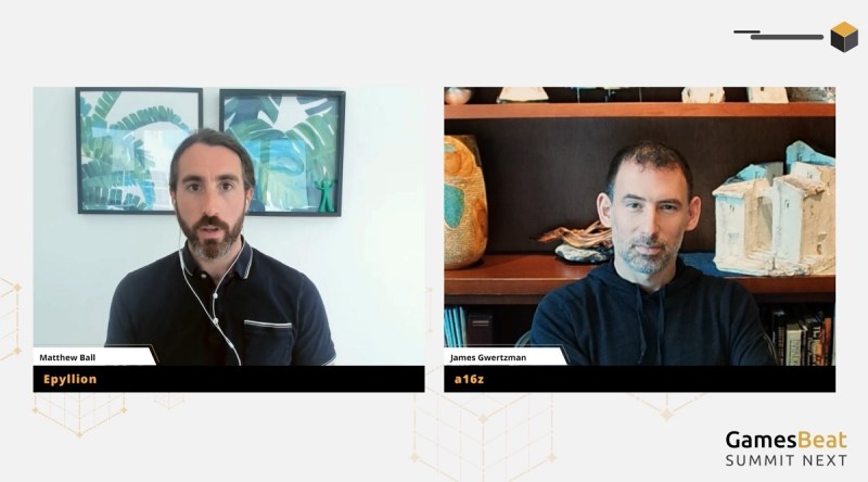 Matthew Ball (left) and James Gwertzman discuss the metaverse.
