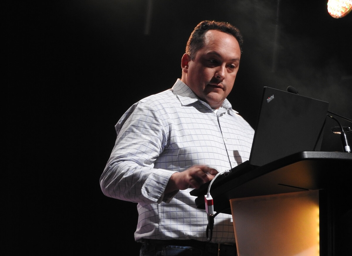 Steve Escalante, general manager of Versus Evil, at MIGS 2016.