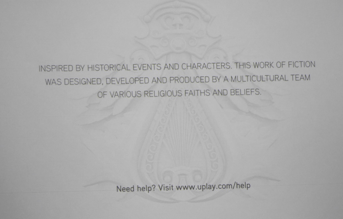 The disclaimer on the Assassin's Creed games.