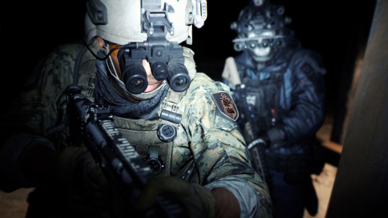 Closeup view of an operator at night in Call of Duty: Modern Warfare II.